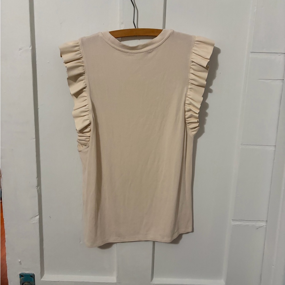 MELISSA NEPTON Cream Ribbed Top - Picture 3 of 5